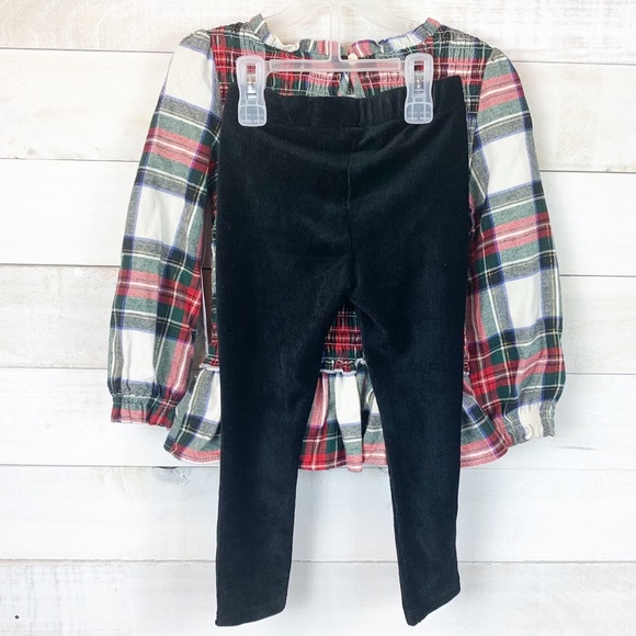 Toddler Girls Holiday Shirt Pants Set Plaid 3T - Picture 2 of 8